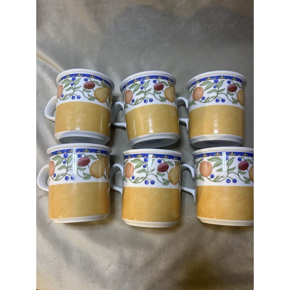 Dansk Fruit Design 6 Coffee Mugs Fiance Fruits International Desig